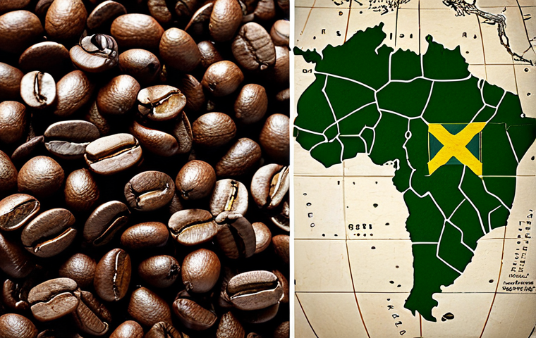 행복을 위한 커피 타임 - Coffee Bean Origins**

"Close-up of coffee beans from Ethiopia, Colombia, and Brazil displayed side-...