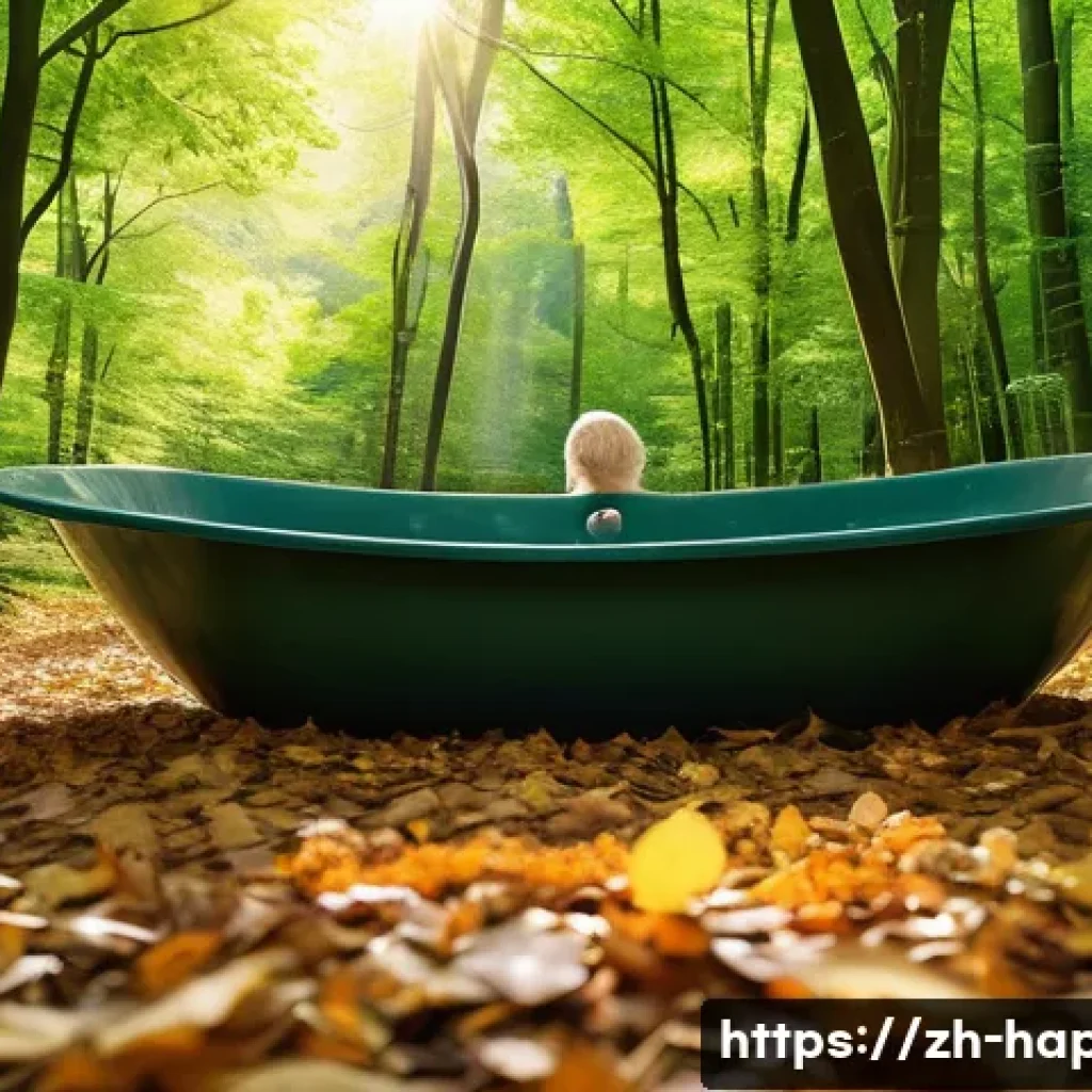 행복을 위한 자연과의 관계 - A serene forest scene showcasing a middle-aged person enjoying a mindful forest bath, walking barefo...