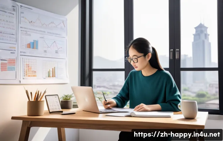 행복을 위한 삶의 목표 설정하기 - A modern minimalist home office scene with a young Chinese adult woman thoughtfully planning her goa...