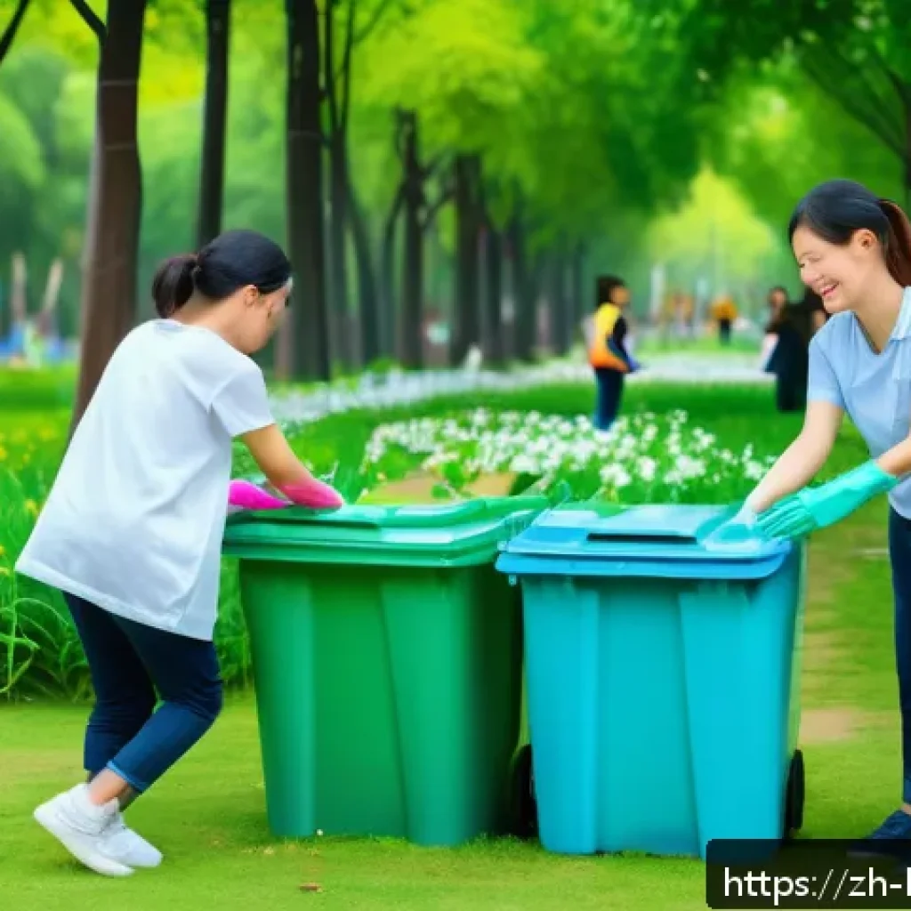 행복을 위한 사회적 책임 - A diverse group of volunteers wearing casual clothes and gloves, happily cleaning a community park w...