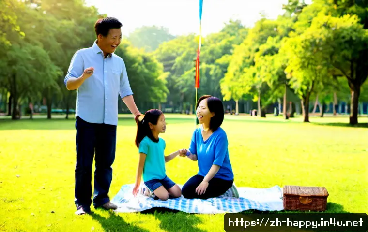 행복한 가족을 위한 활동 - Photorealistic multigenerational Chinese family enjoying a sunny weekend picnic in a peaceful green ...